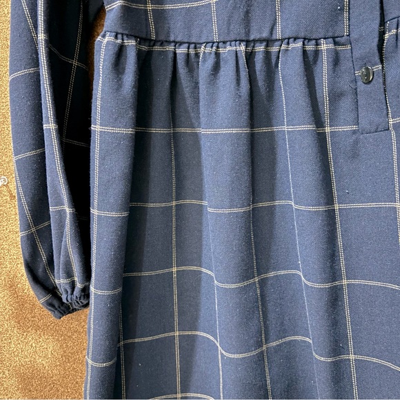 Long-Sleeve Collared, Windowpane Check Mini Dress - Picture 3 of 7